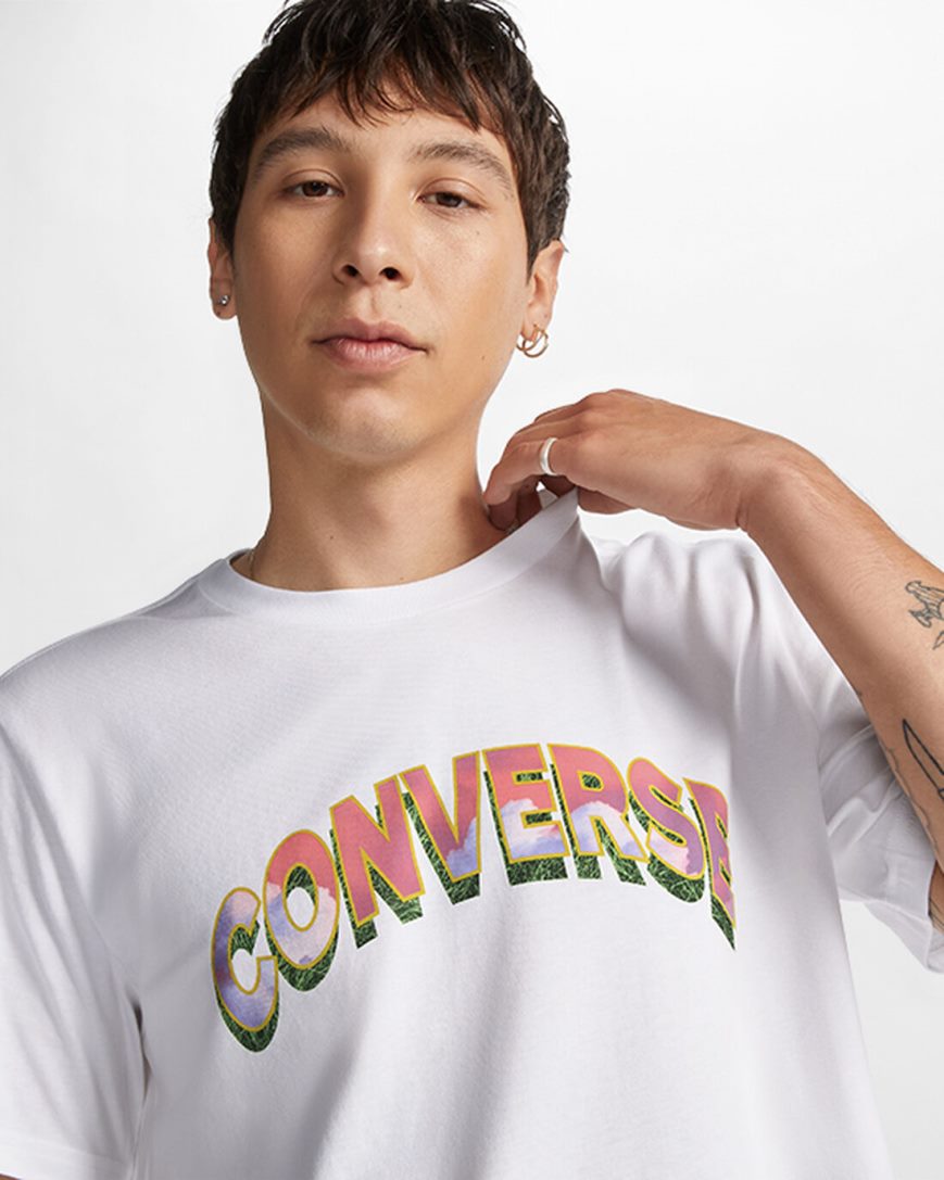 Camiseta Converse Cloud Fill Logo Masculino Branco | PT L0874T1